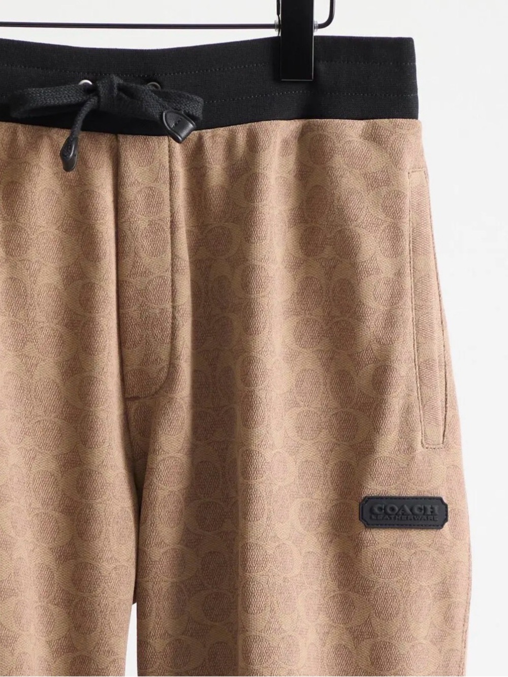 Coach Tan Signature Essential Joggers with Black Accents